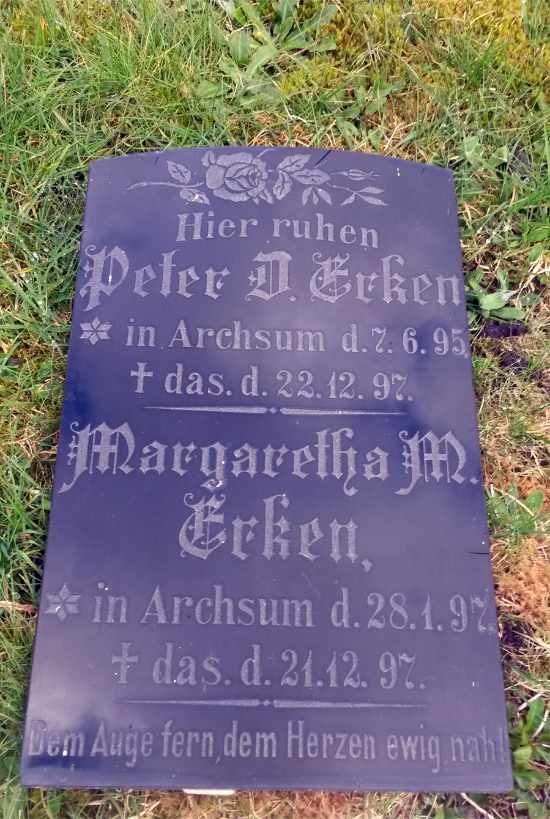 Grabstein der Geschwister von Margaretha Paula Erken