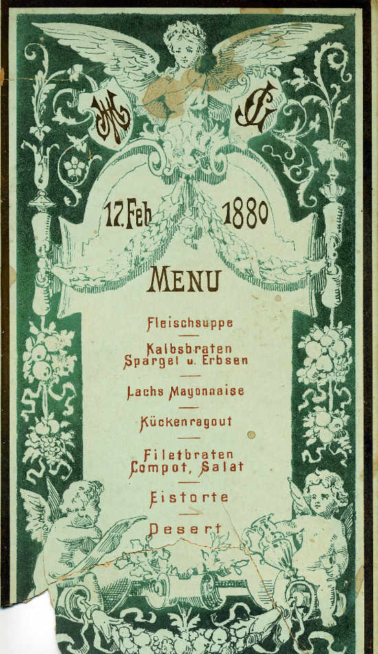 Menuekarte Hochzeit Gustav Marie Johler