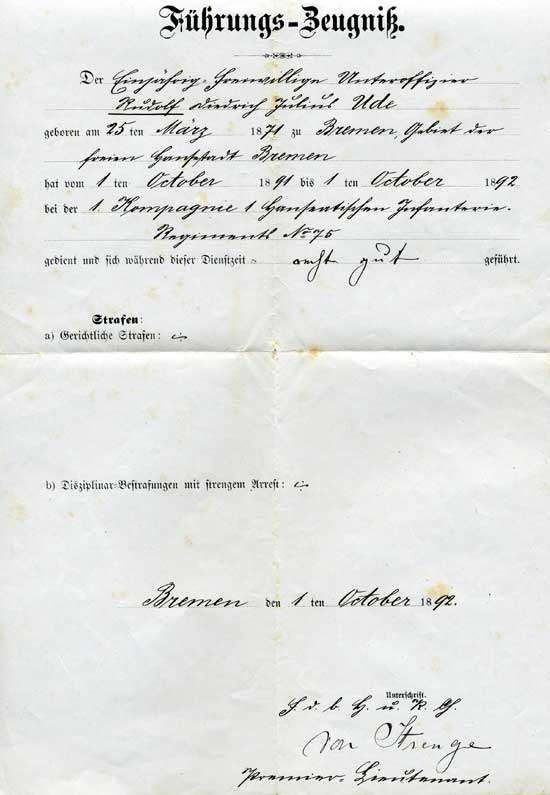 Rudolf Udes Militärbeurteilung im Grundwehrdienst