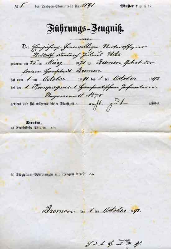 Rudolf Ude Militärische Beurteilung