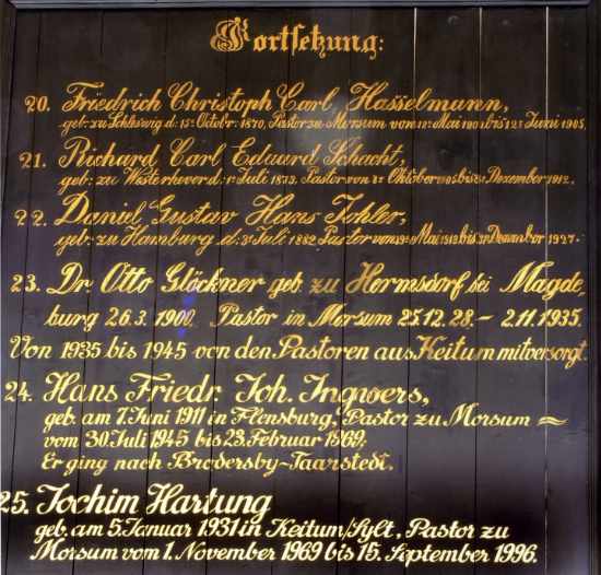 Predigertafel in der Kirche von Morsum auf Sylt